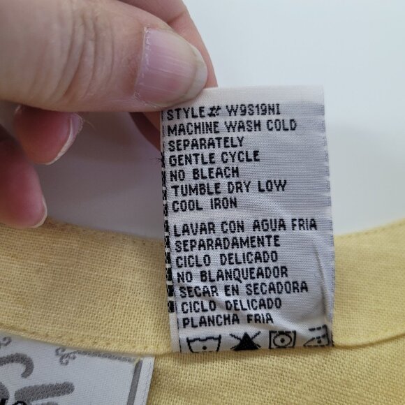 Studio Ease Dress Womens 14 Linen Rayon Short Sleeve Maxi Pockets Side Buttons - Picture 9 of 13